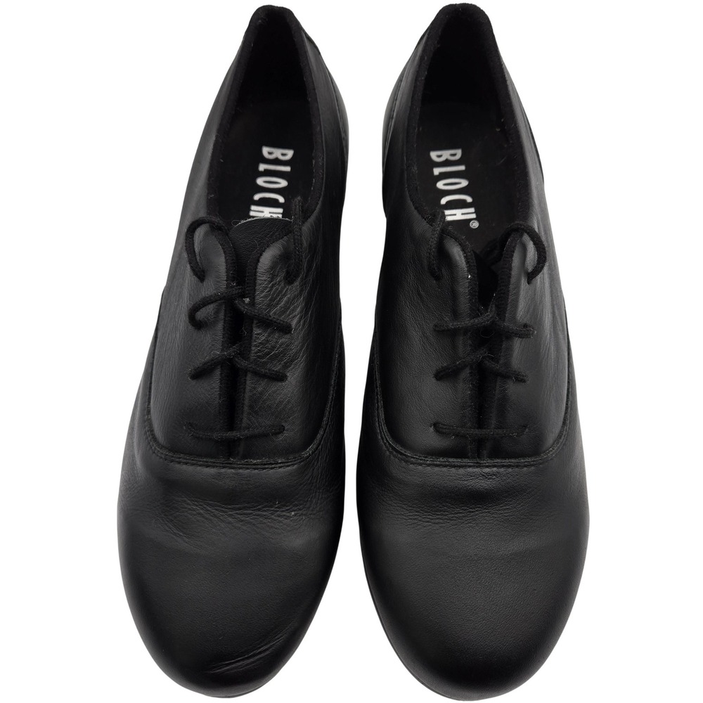 Bloch Shoes Womens 6 Black Leather Lace Up Lined Tap Shockwave #1 Metal Taps
